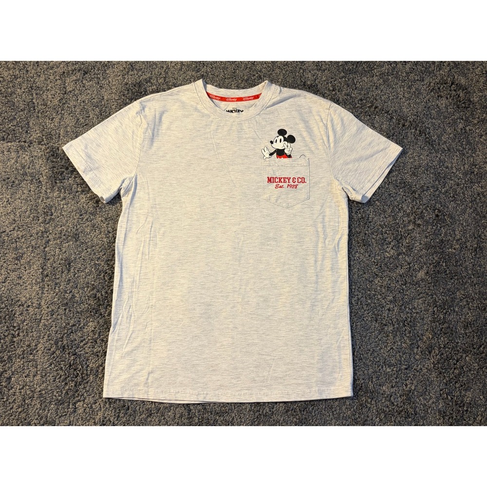 Disney Mickey and Friends Pocket T-Shirt Ash Heather Gray Mens Medium MMP088AMAS